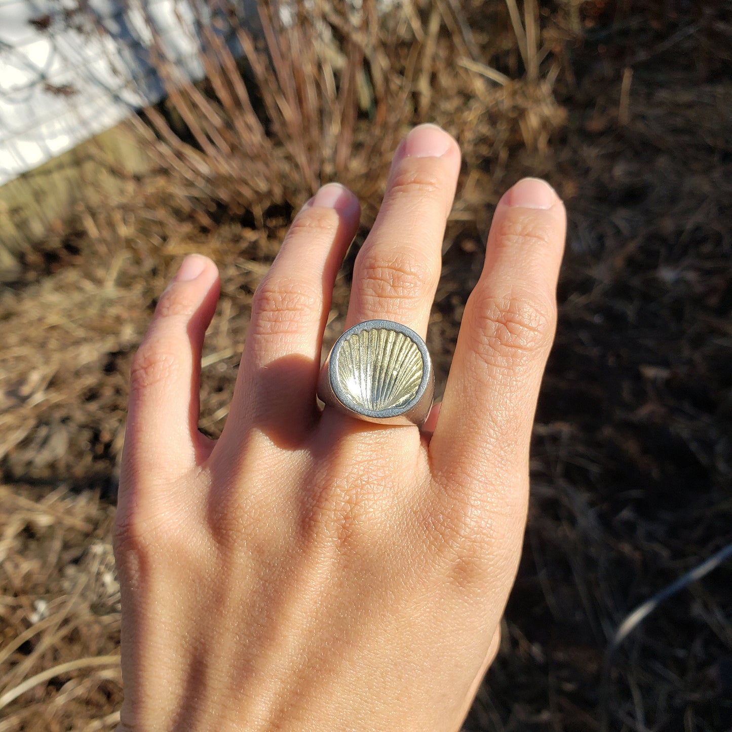 Seashell wax seal signet ring