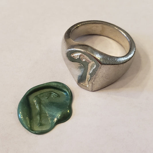 Body letter "r" wax seal signet ring