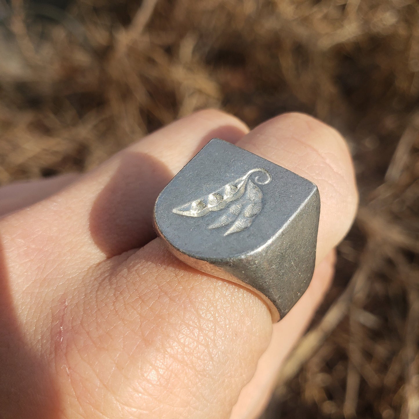 Bean pod wax seal signet ring