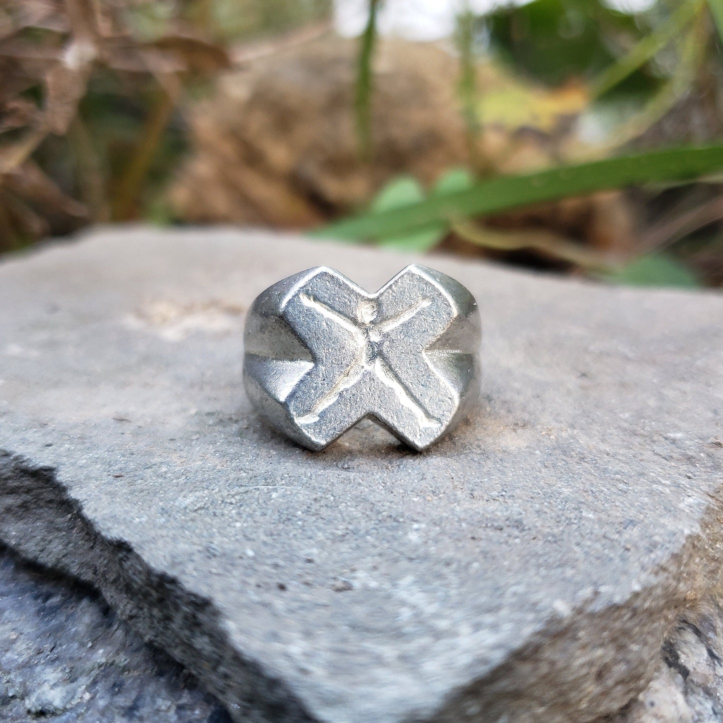 Body letter "X" body wax seal signet ring