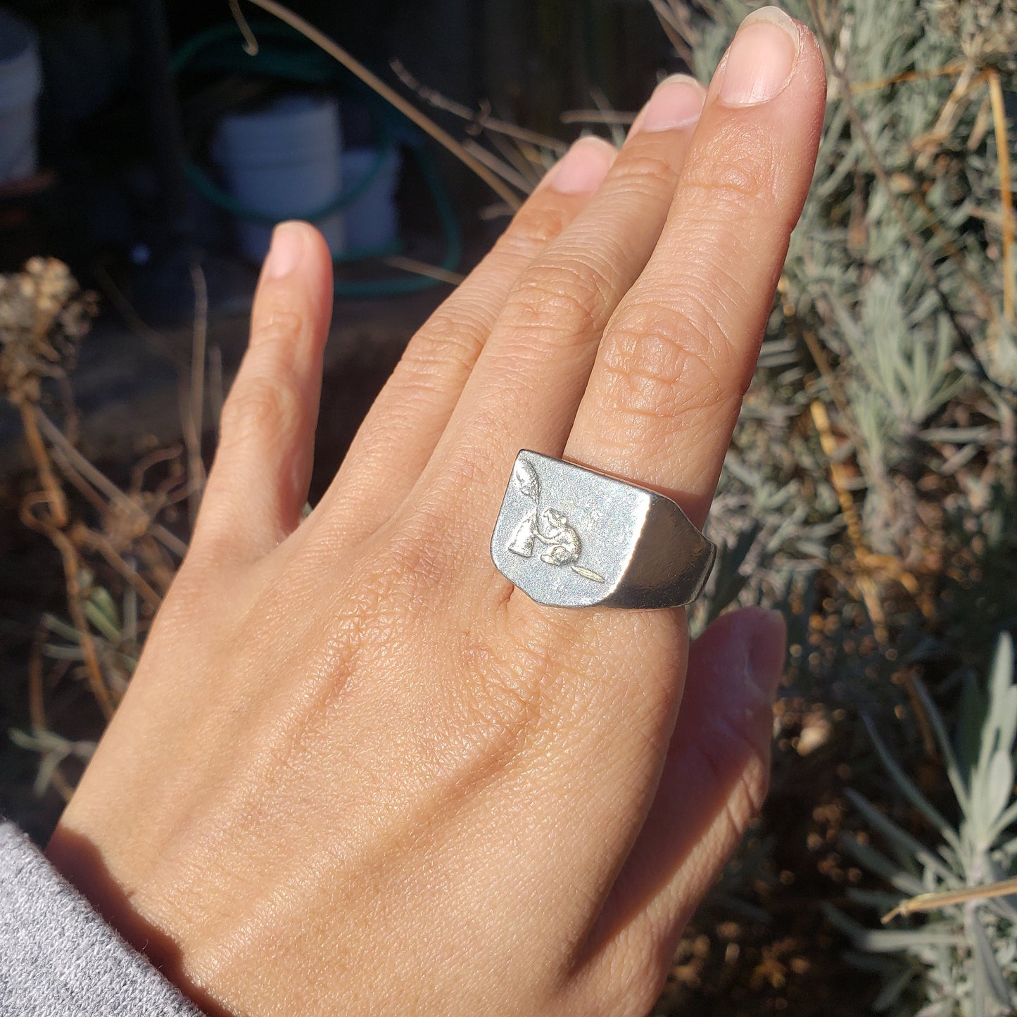 Beaver wax seal signet ring