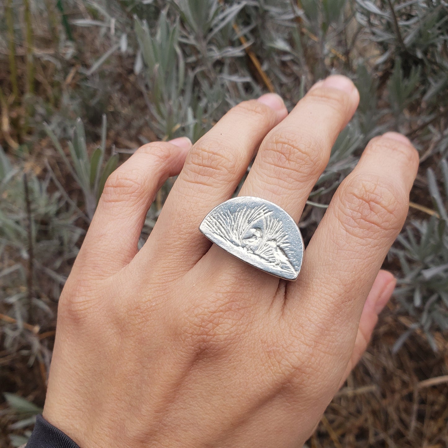 Bower bird wax seal signet ring