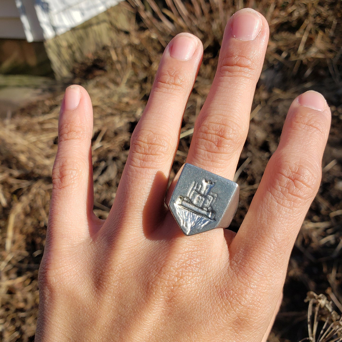 Sky castle wax seal signet ring