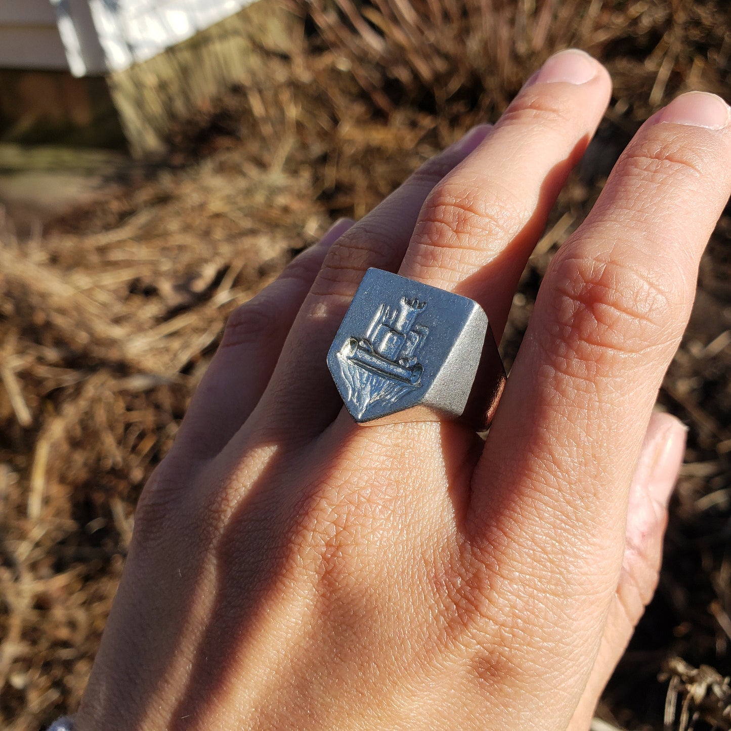 Sky castle wax seal signet ring