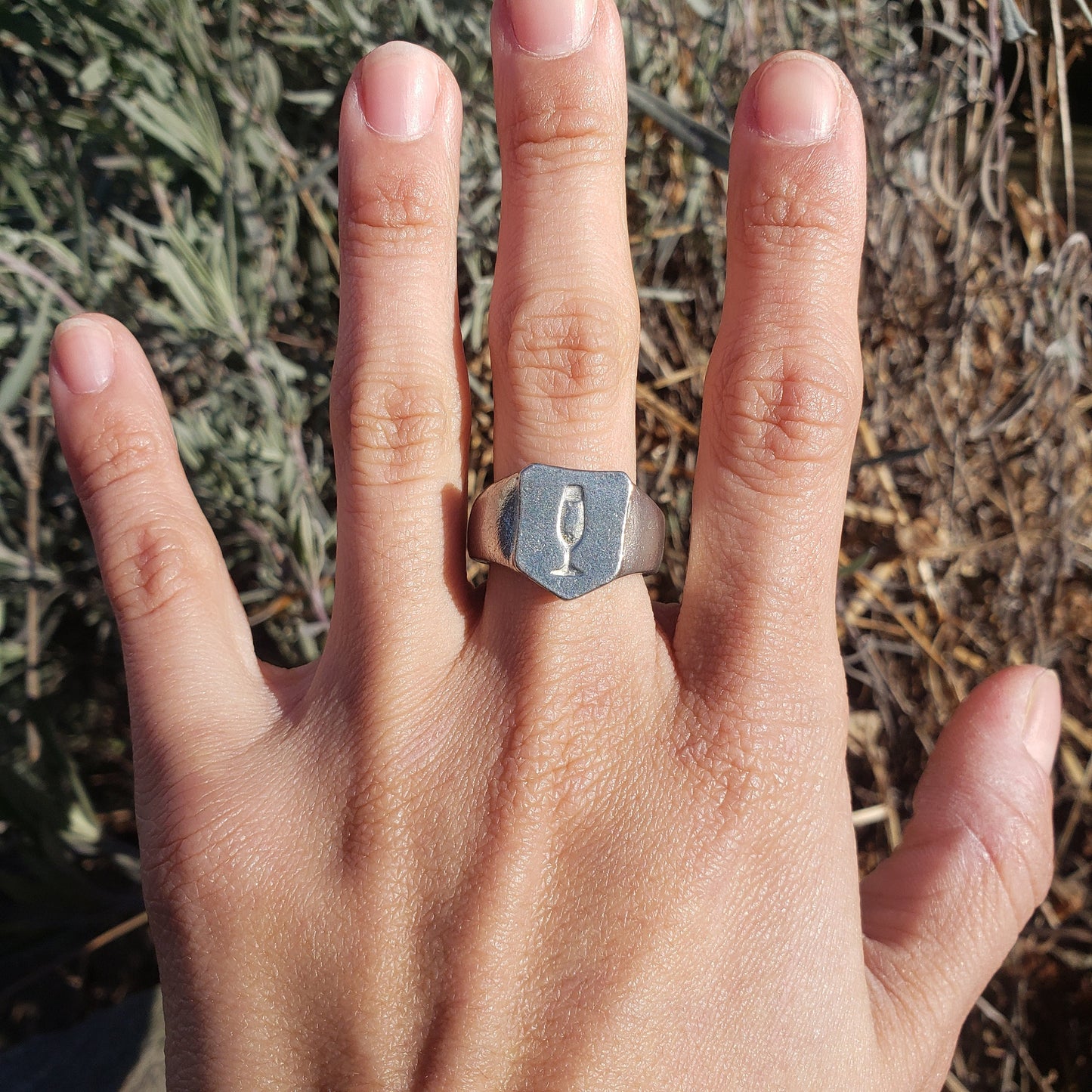 Champagne flute wax seal signet ring