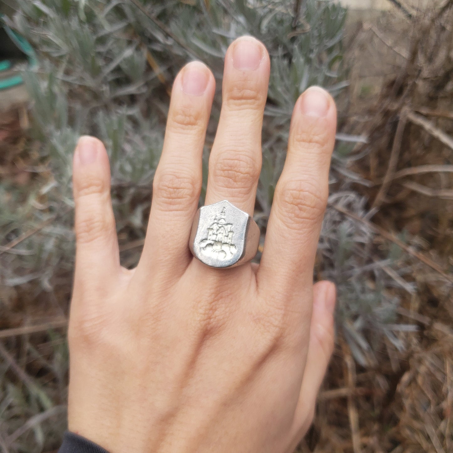 Cloud castle wax seal signet ring