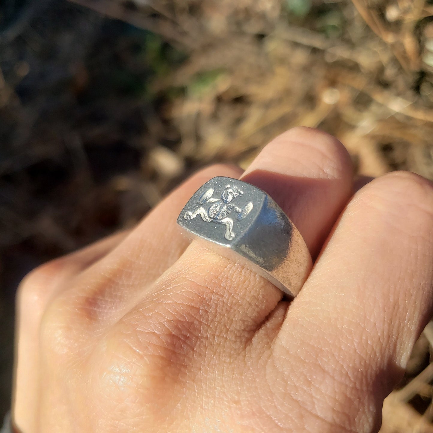 cymbal monkey wax seal signet ring