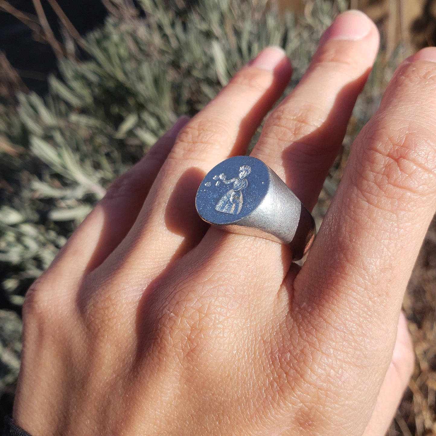 Flower girl wax seal signet ring