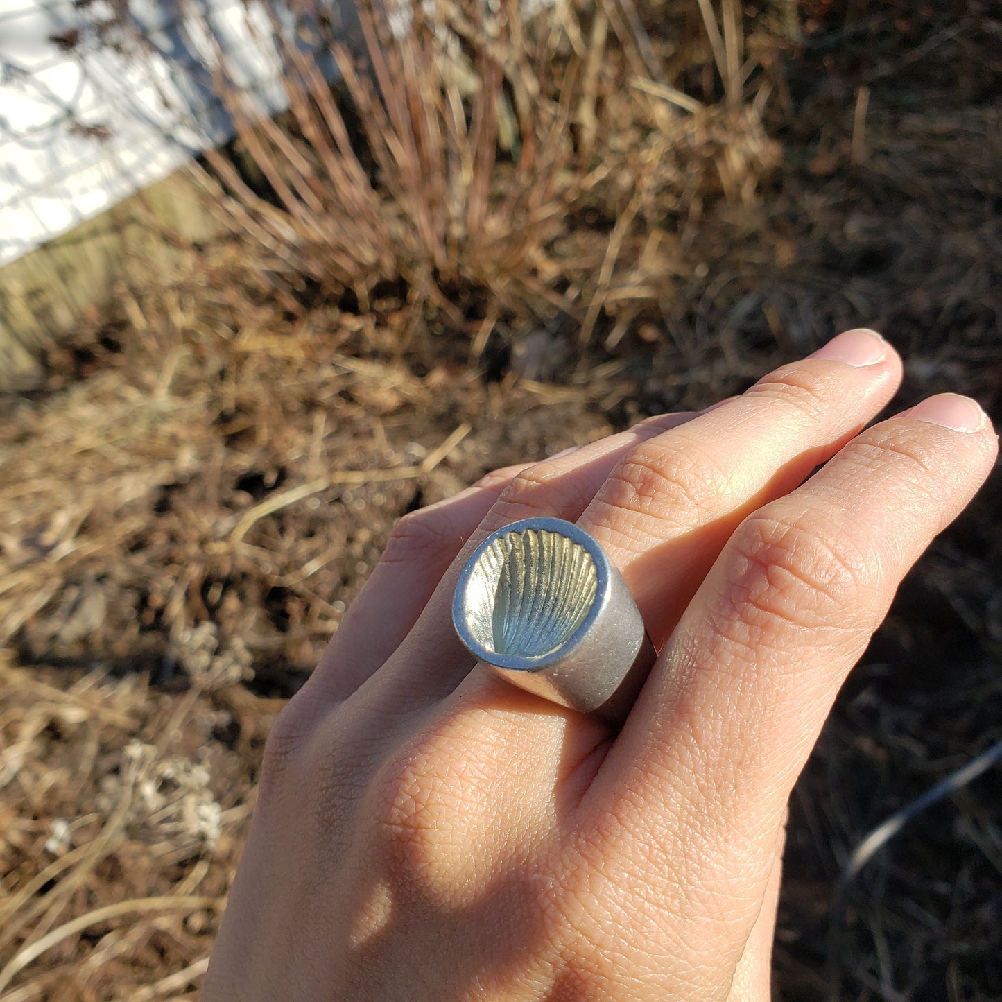 Seashell wax seal signet ring