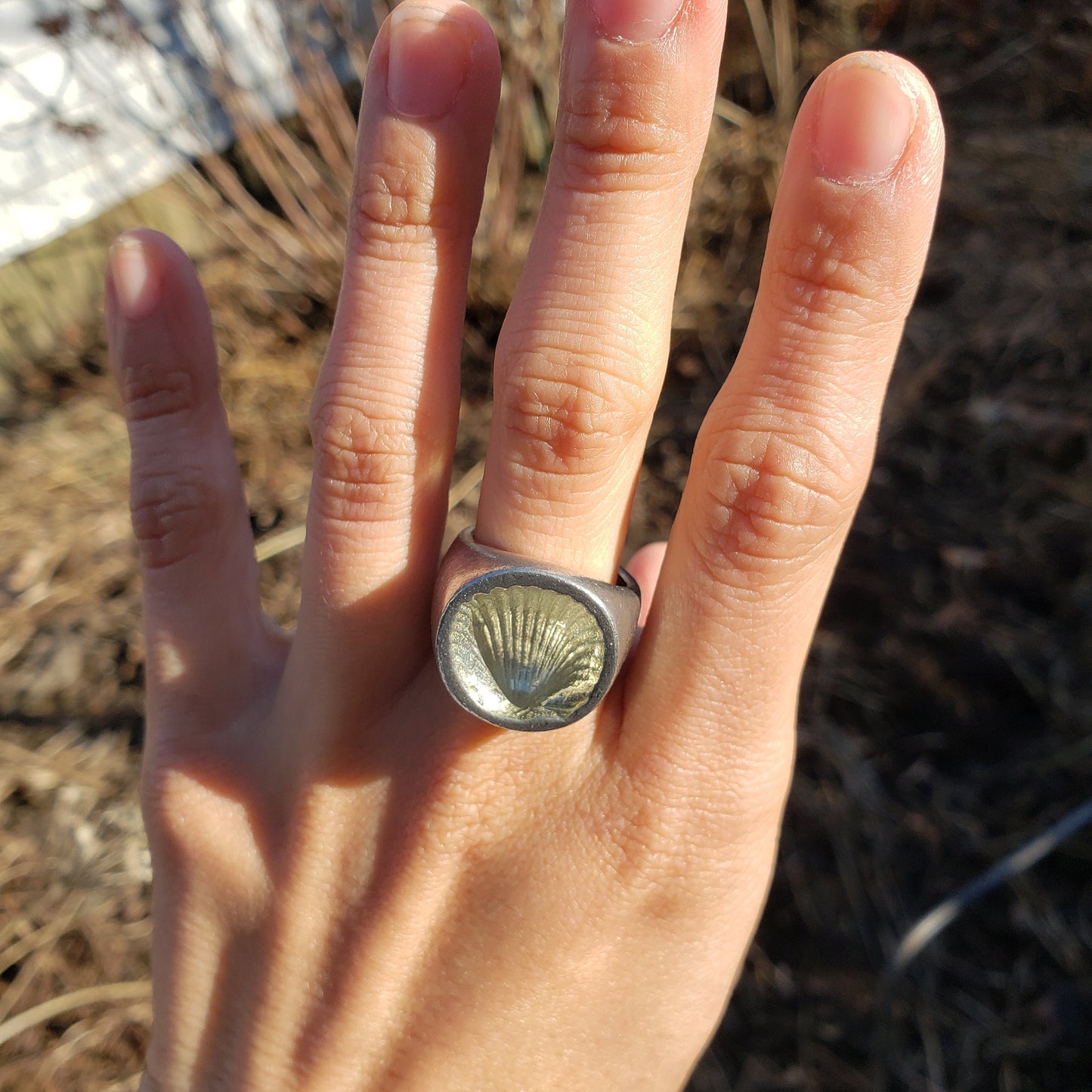 Seashell wax seal signet ring