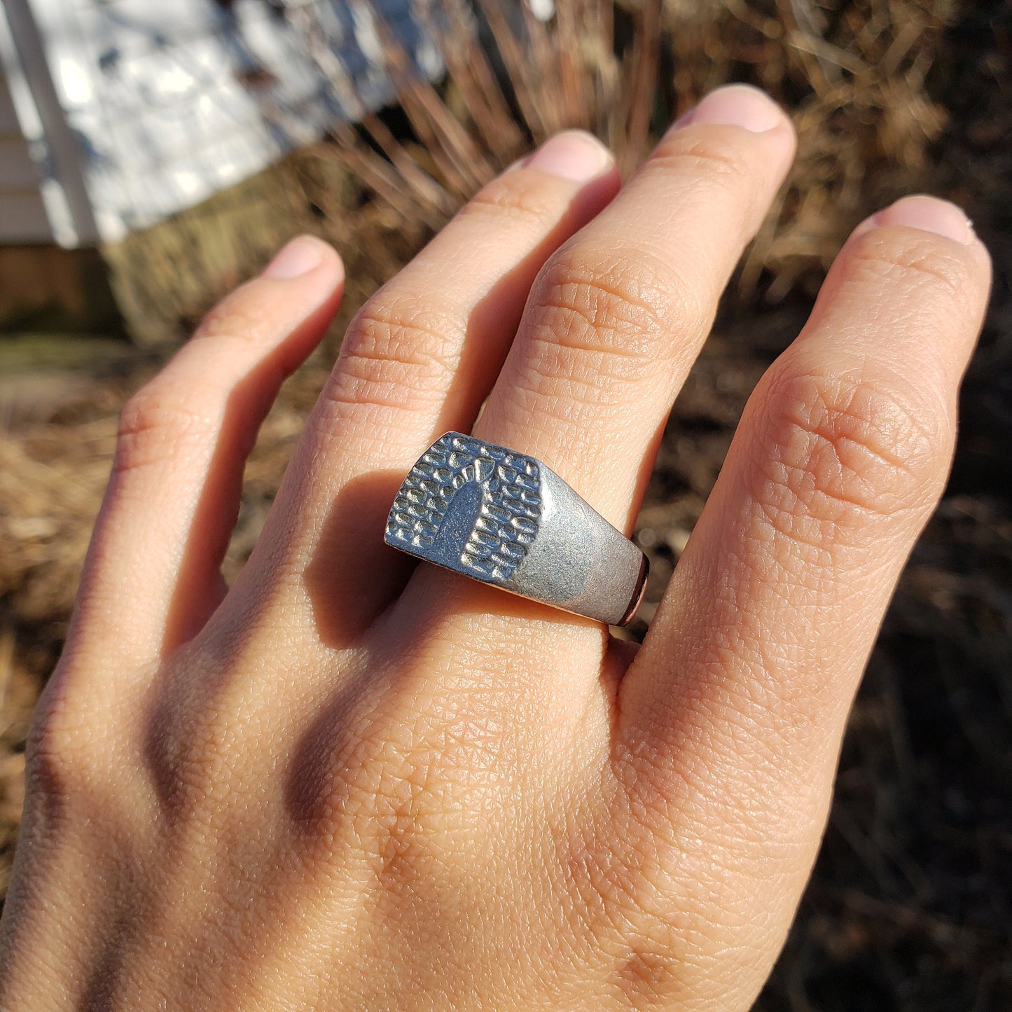 Stone arch wax seal signet ring