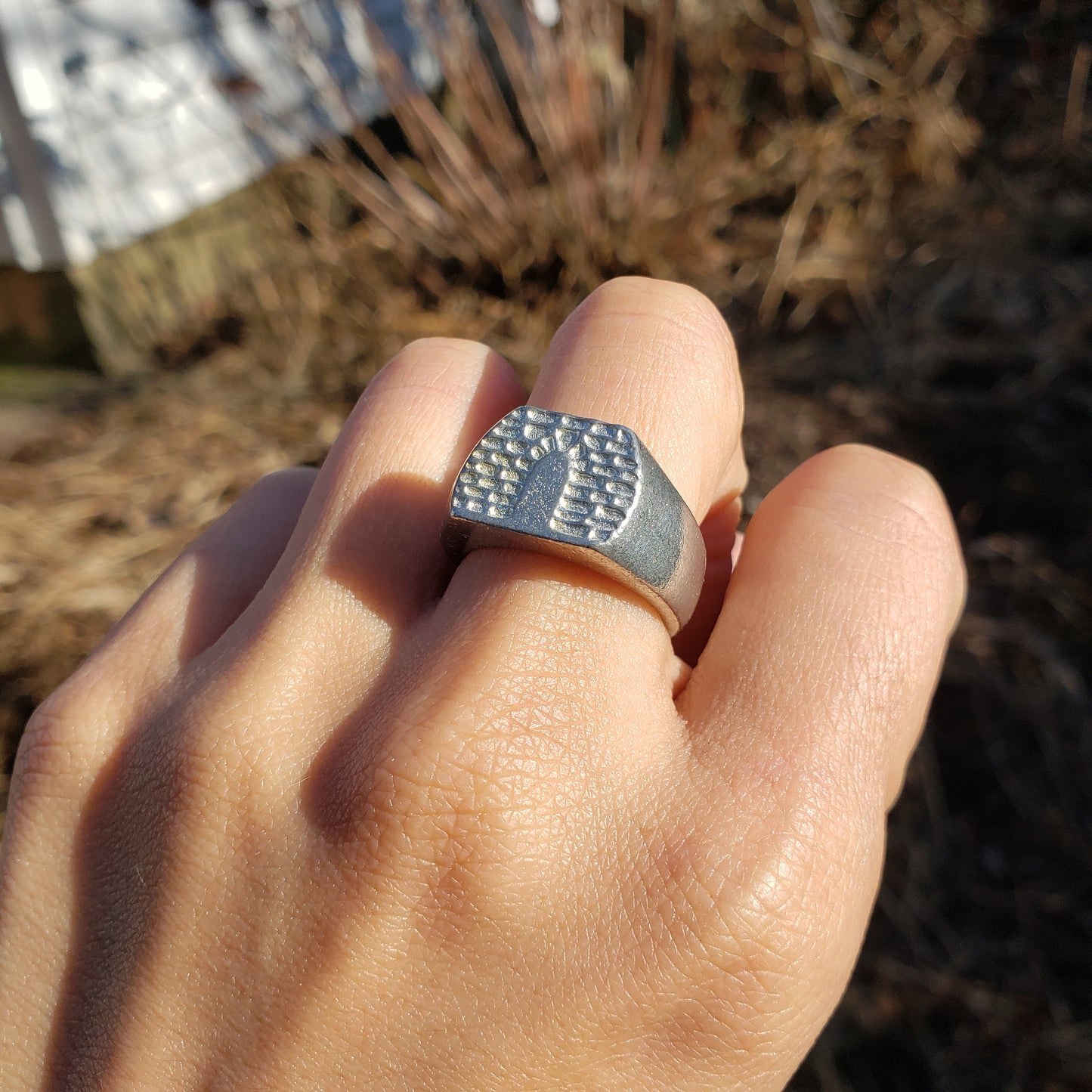 Stone arch wax seal signet ring