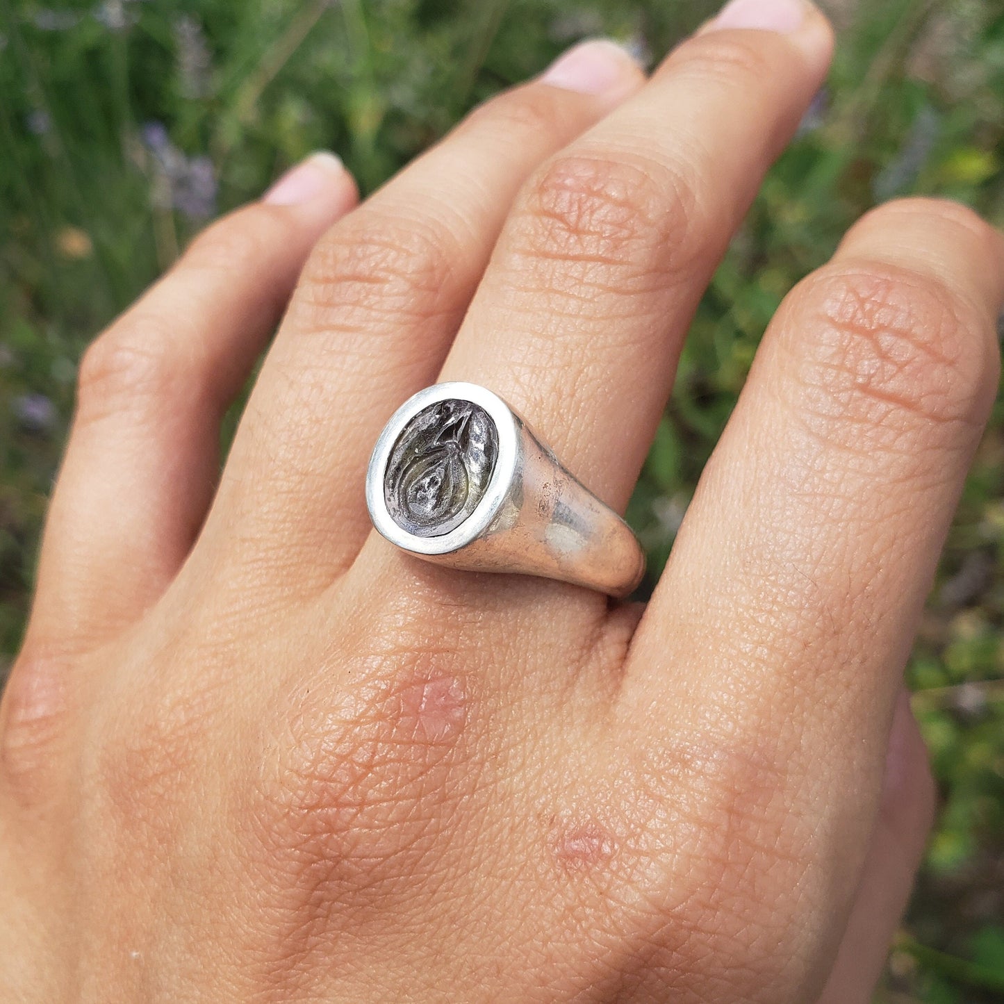 andalusite yoni signet ring