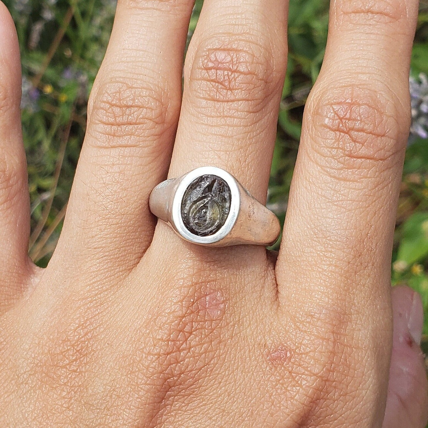 andalusite yoni signet ring