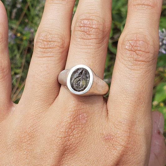 andalusite yoni signet ring