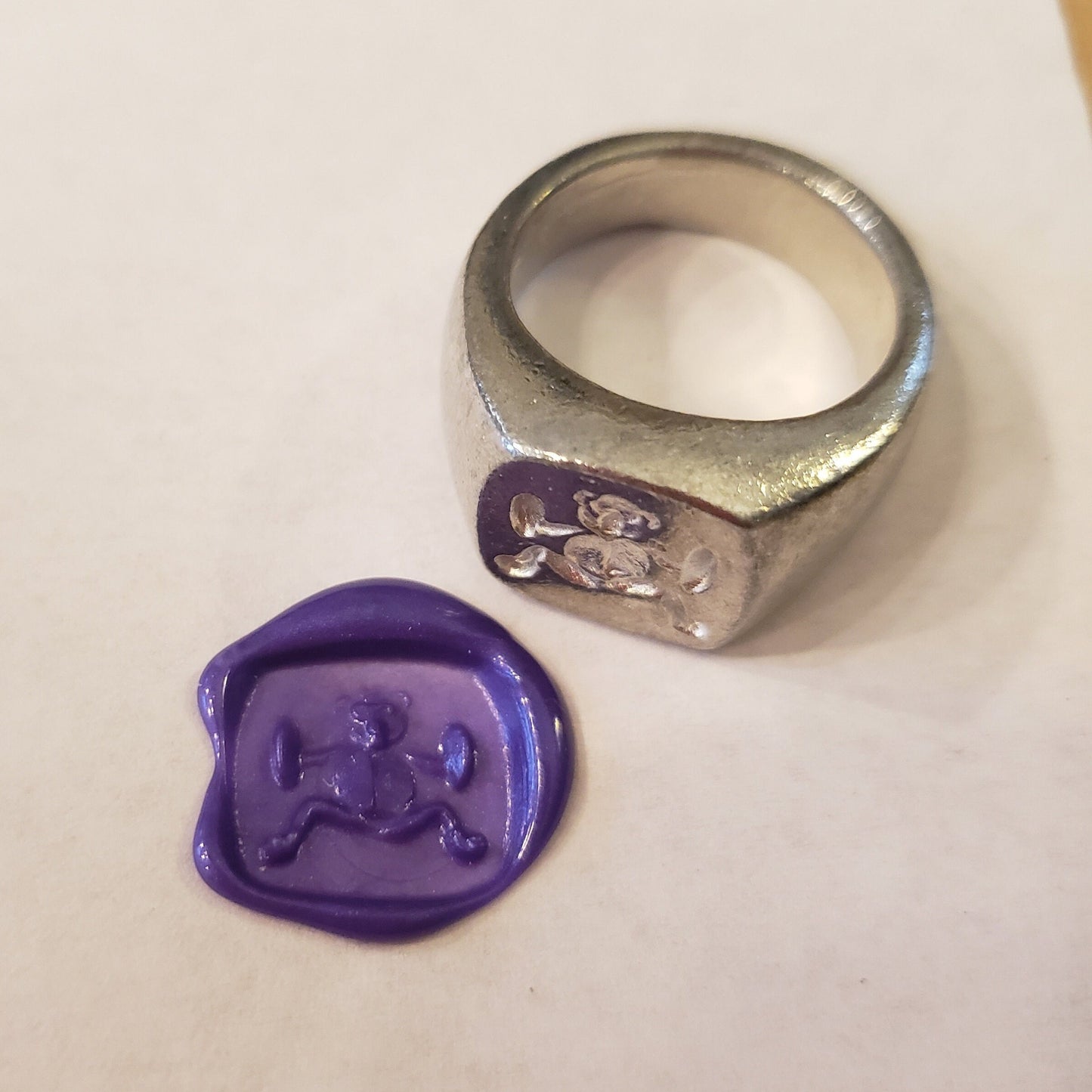 cymbal monkey wax seal signet ring