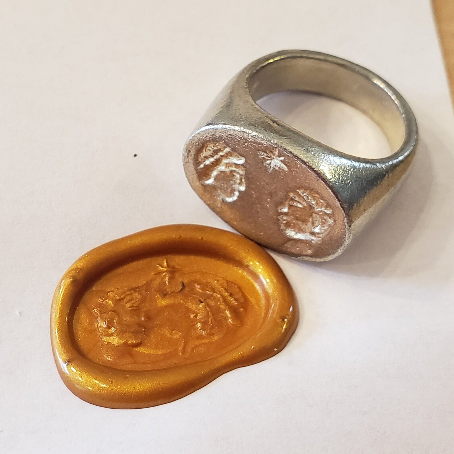 Medieval wedding wax seal signet ring