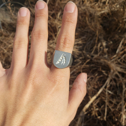 Bean pod wax seal signet ring