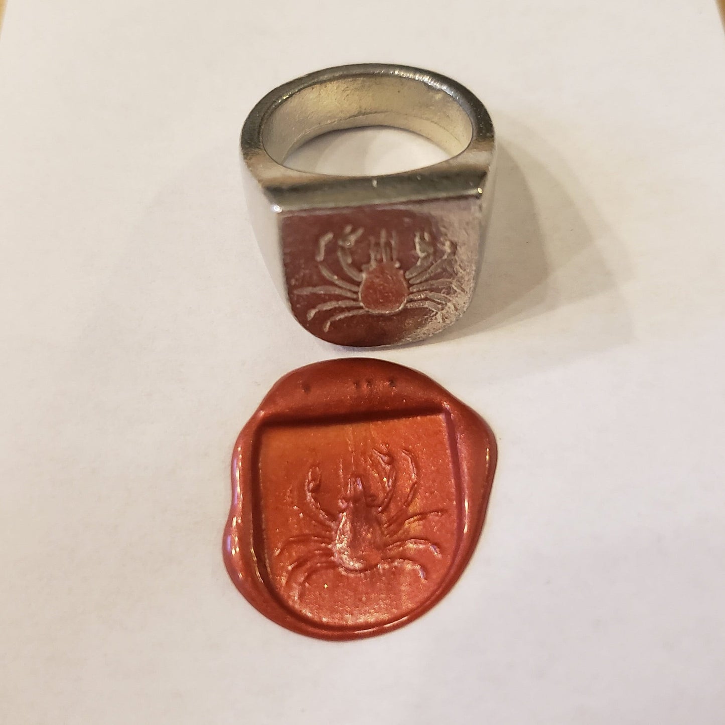 Decorator crab wax seal signet ring