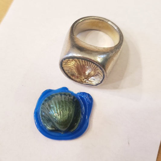 Seashell wax seal signet ring