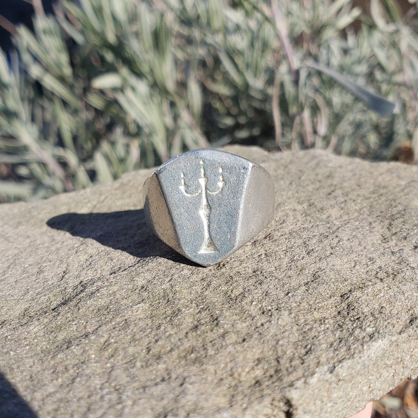 Standing candelabra wax seal signet ring