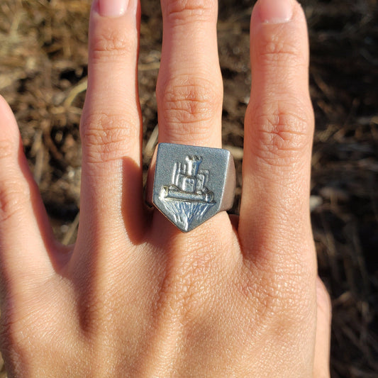 Sky castle wax seal signet ring