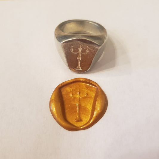 Standing candelabra wax seal signet ring