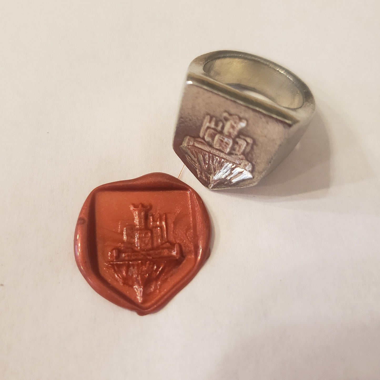 Sky castle wax seal signet ring