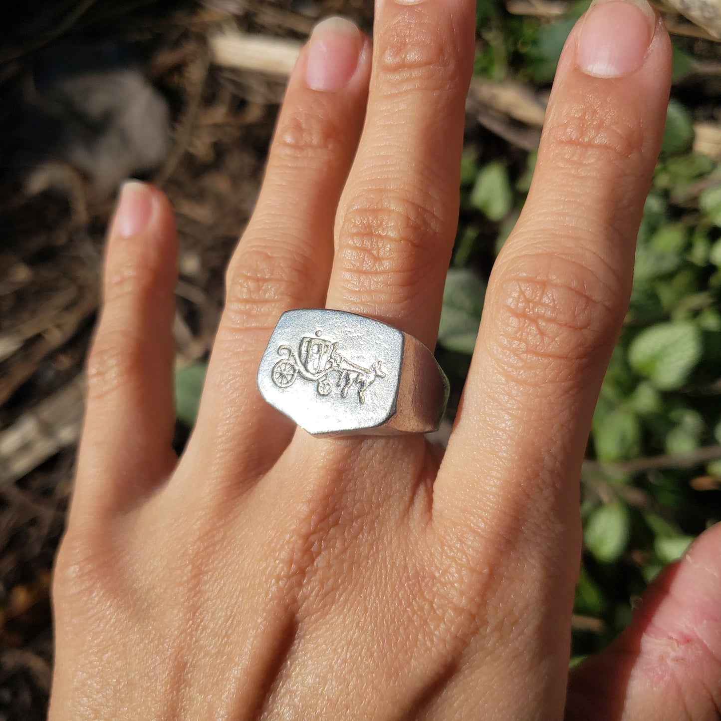 Carriage wax seal signet ring