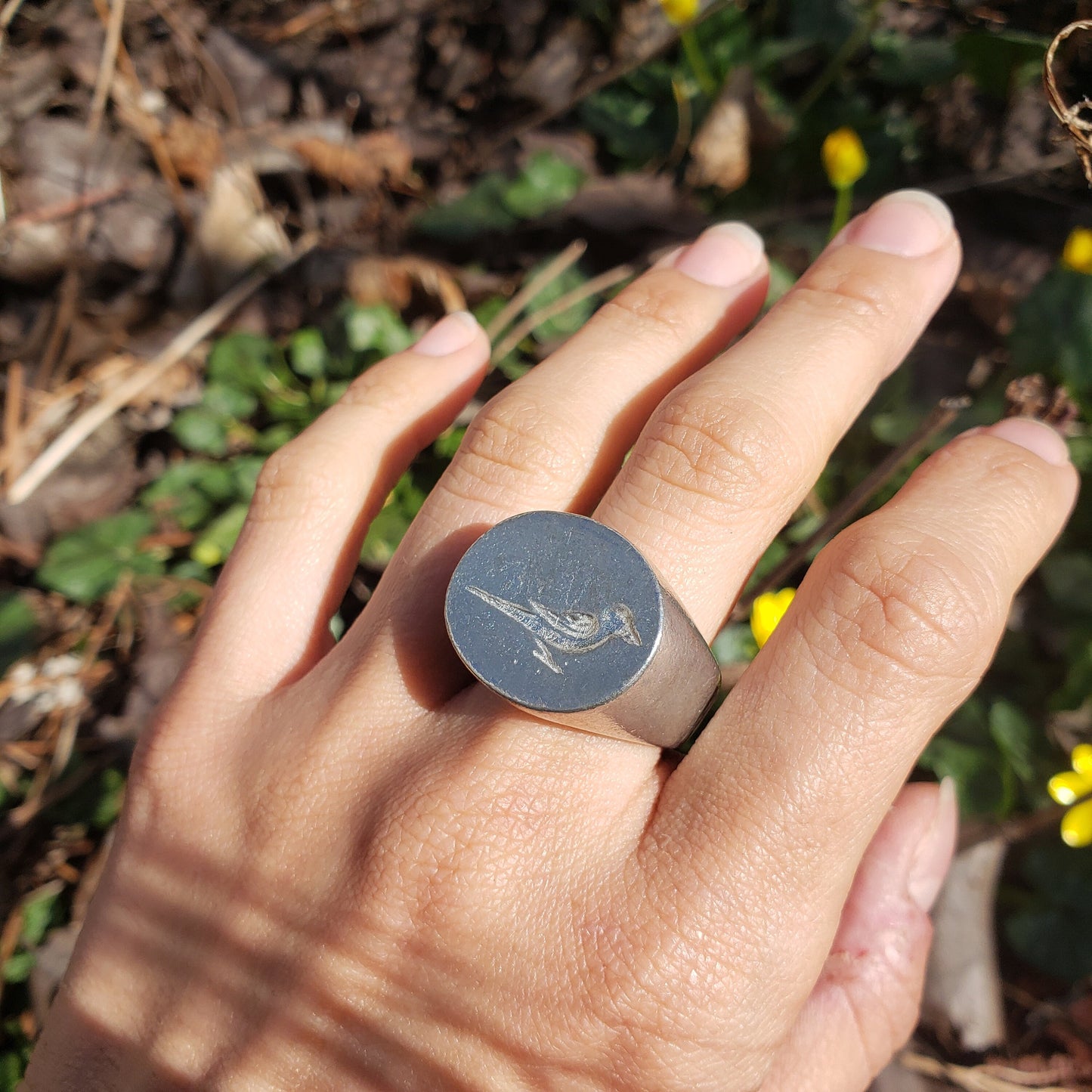 crow wax seal signet ring