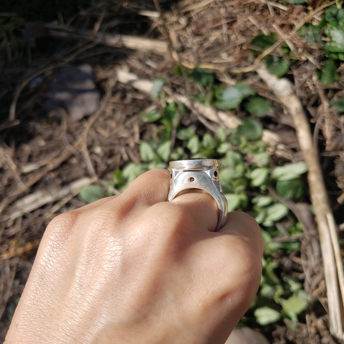 Citrine snake silver ring