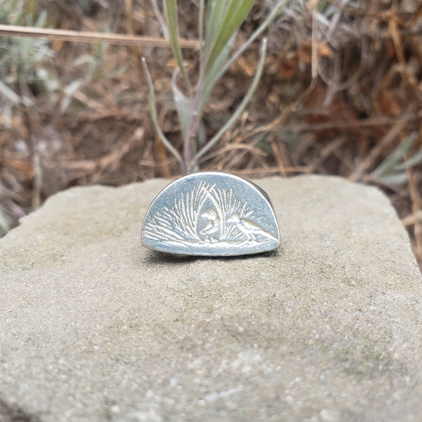 Bower bird wax seal signet ring