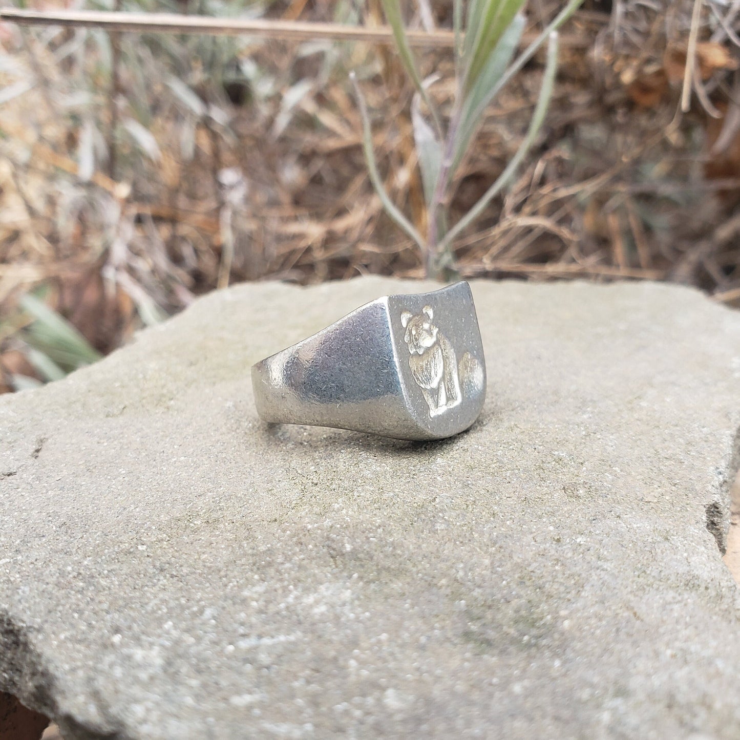 Raccoon wax seal signet ring