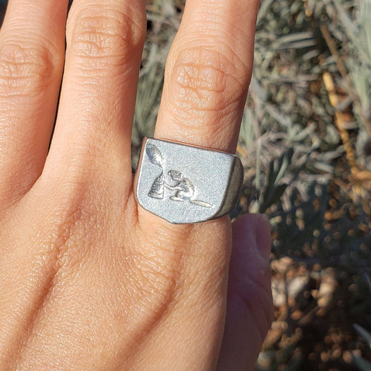 Beaver wax seal signet ring