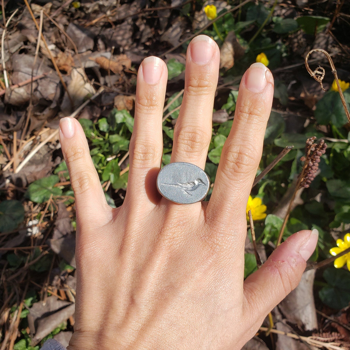 crow wax seal signet ring