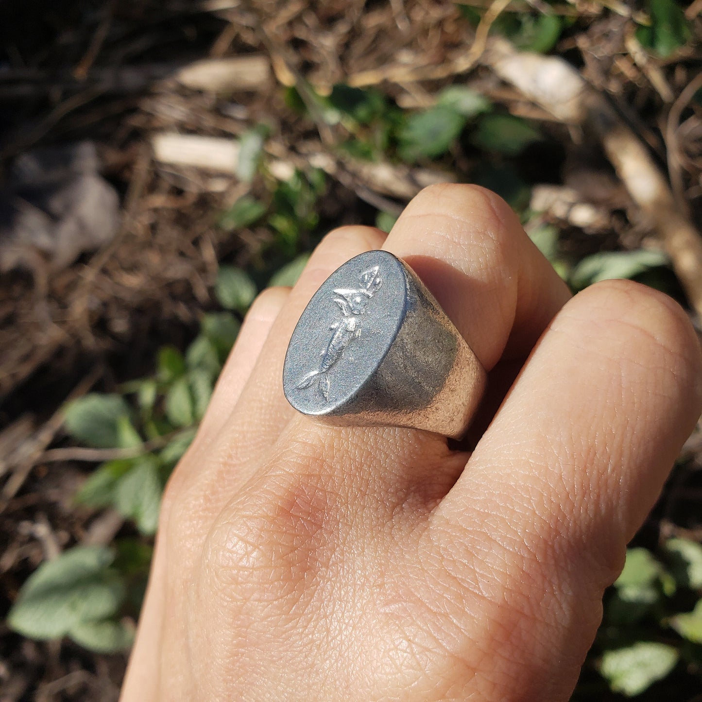 Holy mackerel wax seal signet ring