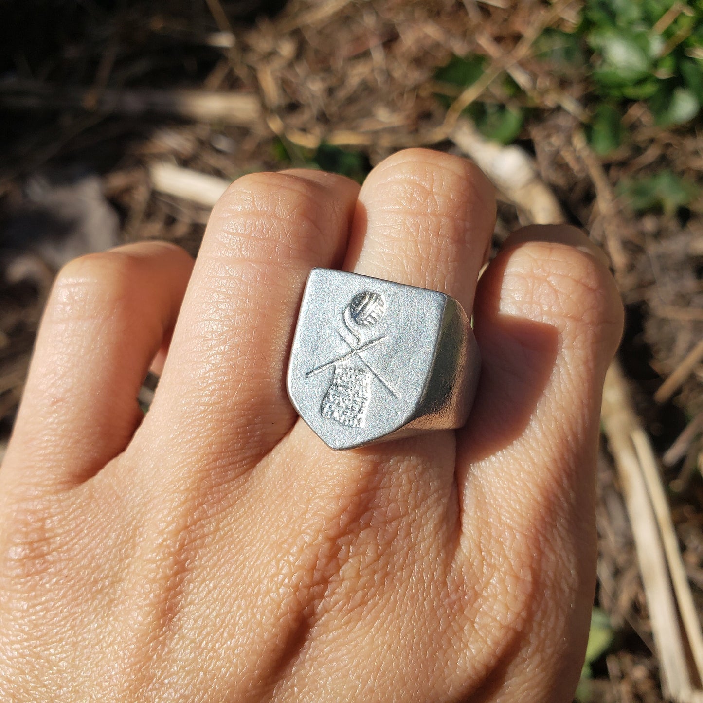 Knit wax seal signet ring