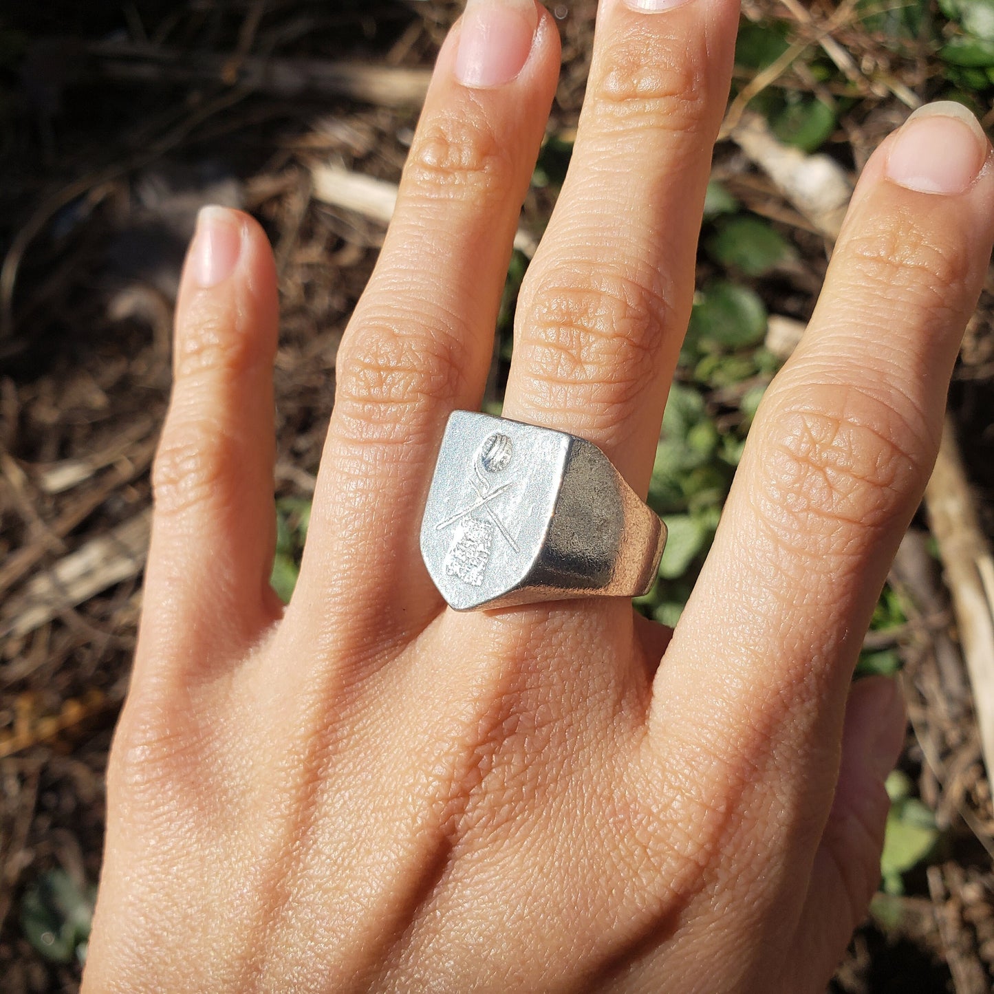 Knit wax seal signet ring