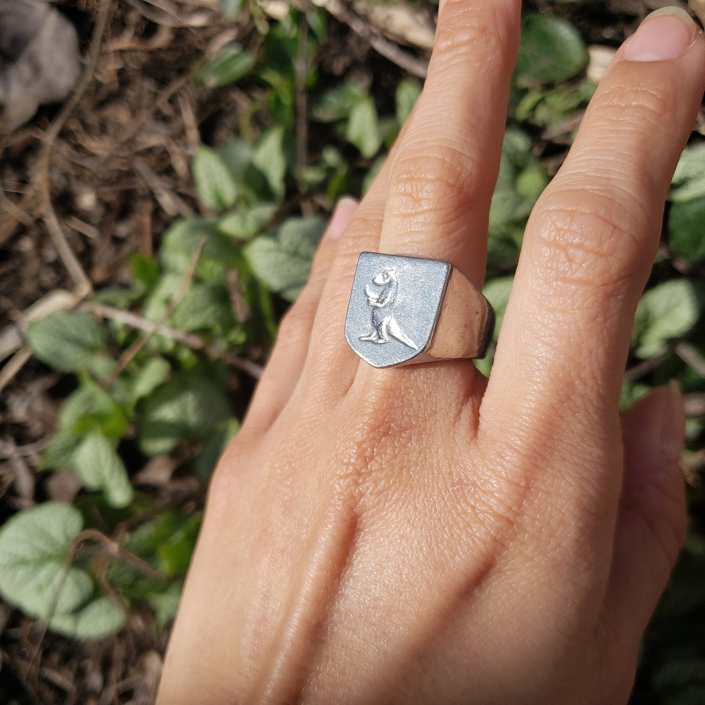 Weasel rampant wax seal signet ring