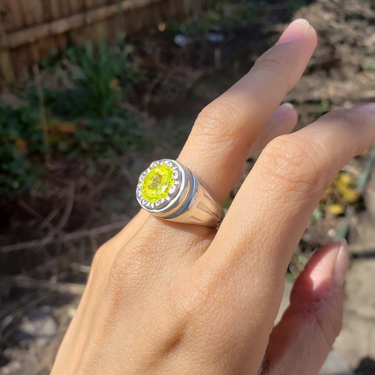 YAG sun silver ring