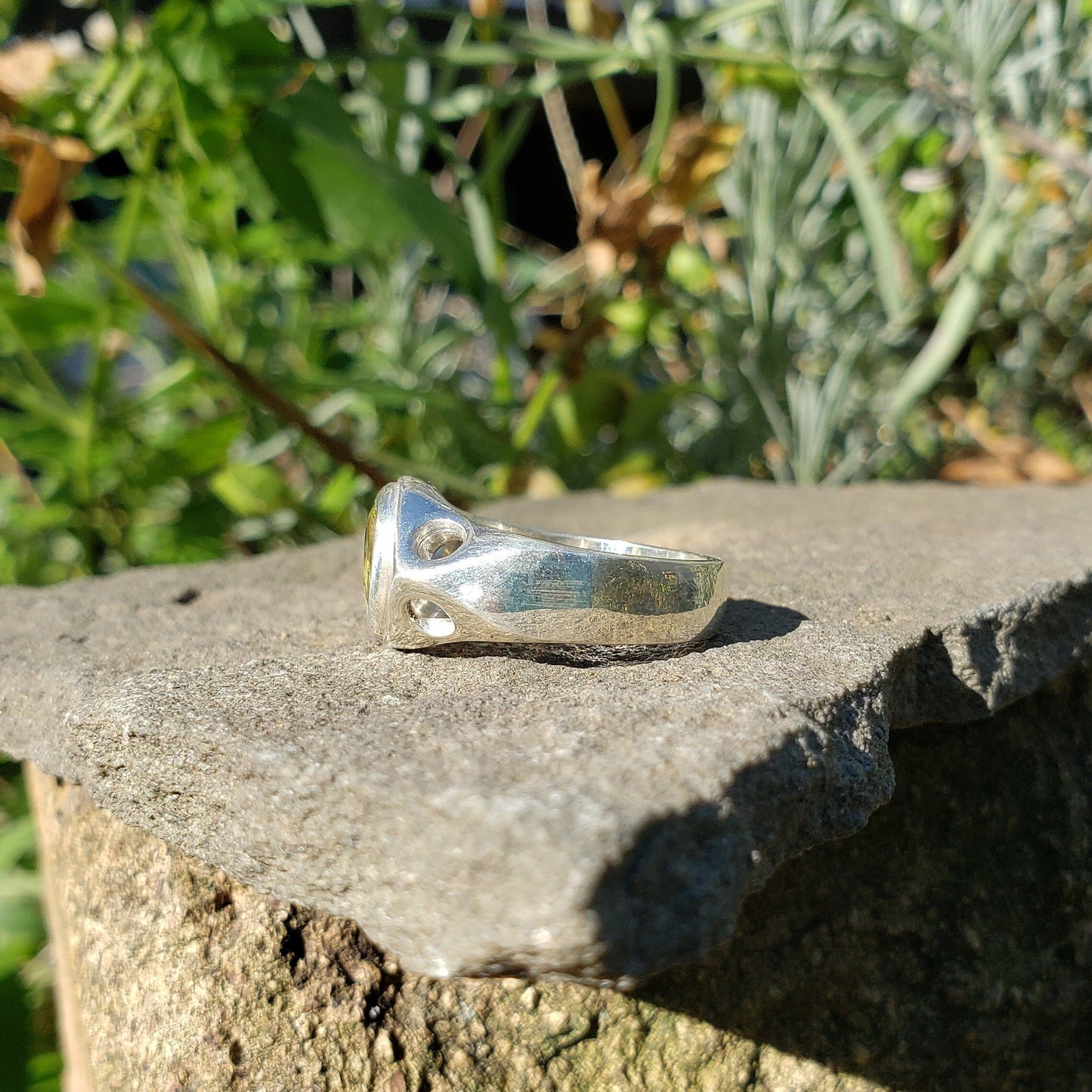 fleur-de-lis intaglio sphene silver ring