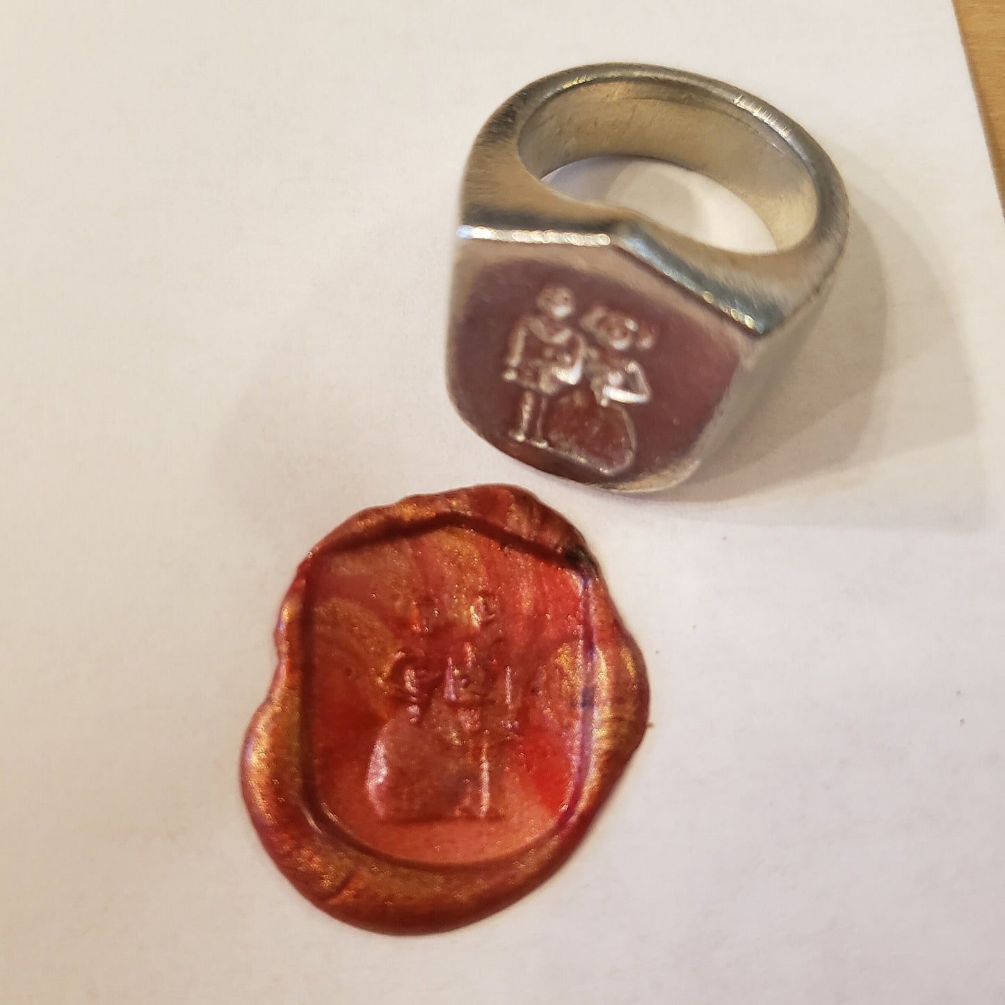 Wedding cake topper wax seal signet ring