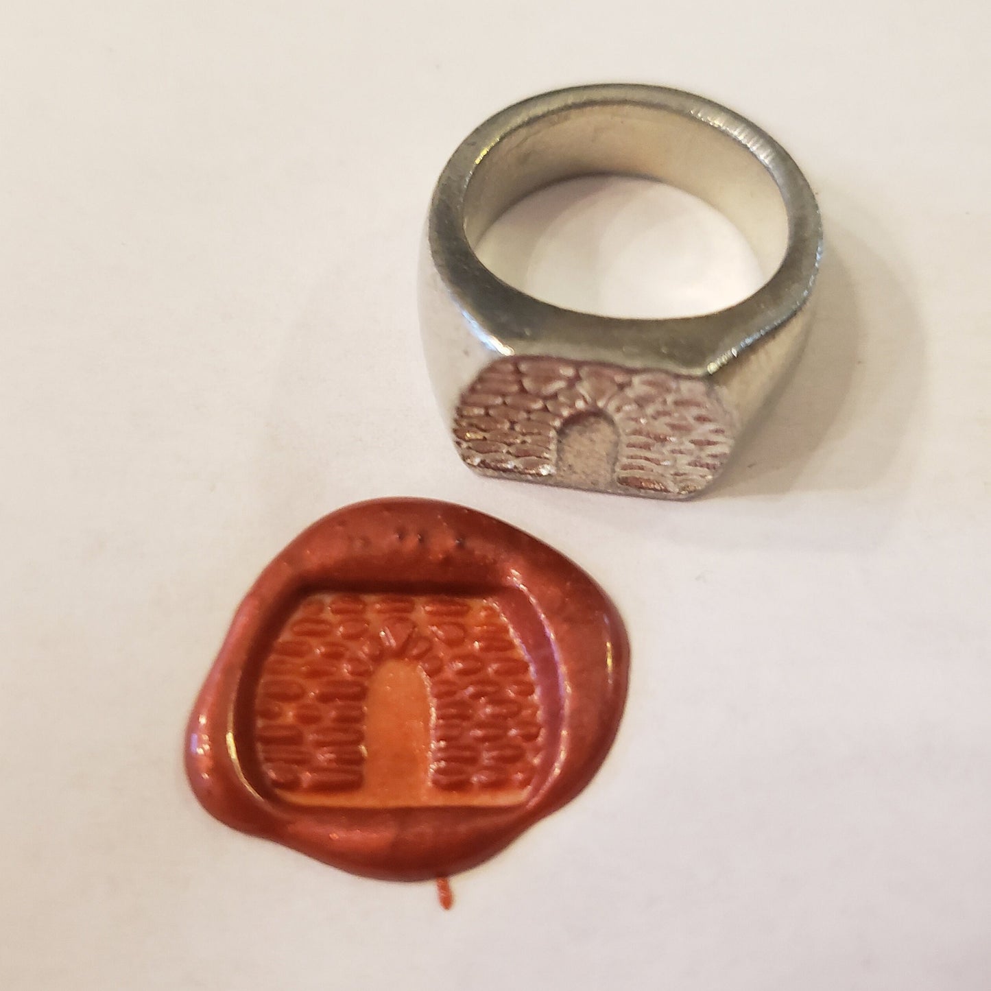 Stone arch wax seal signet ring