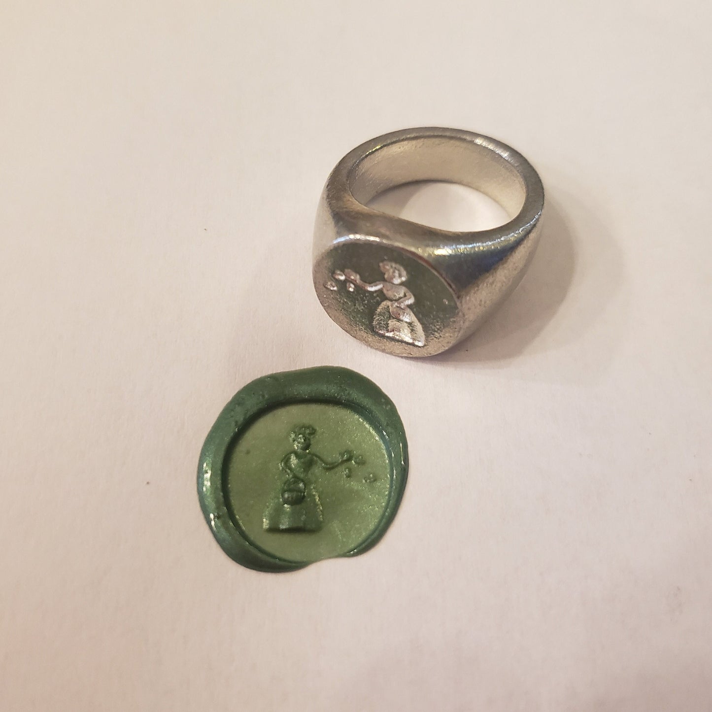 Flower girl wax seal signet ring