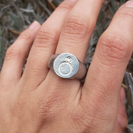 Engagement ring wax seal signet ring