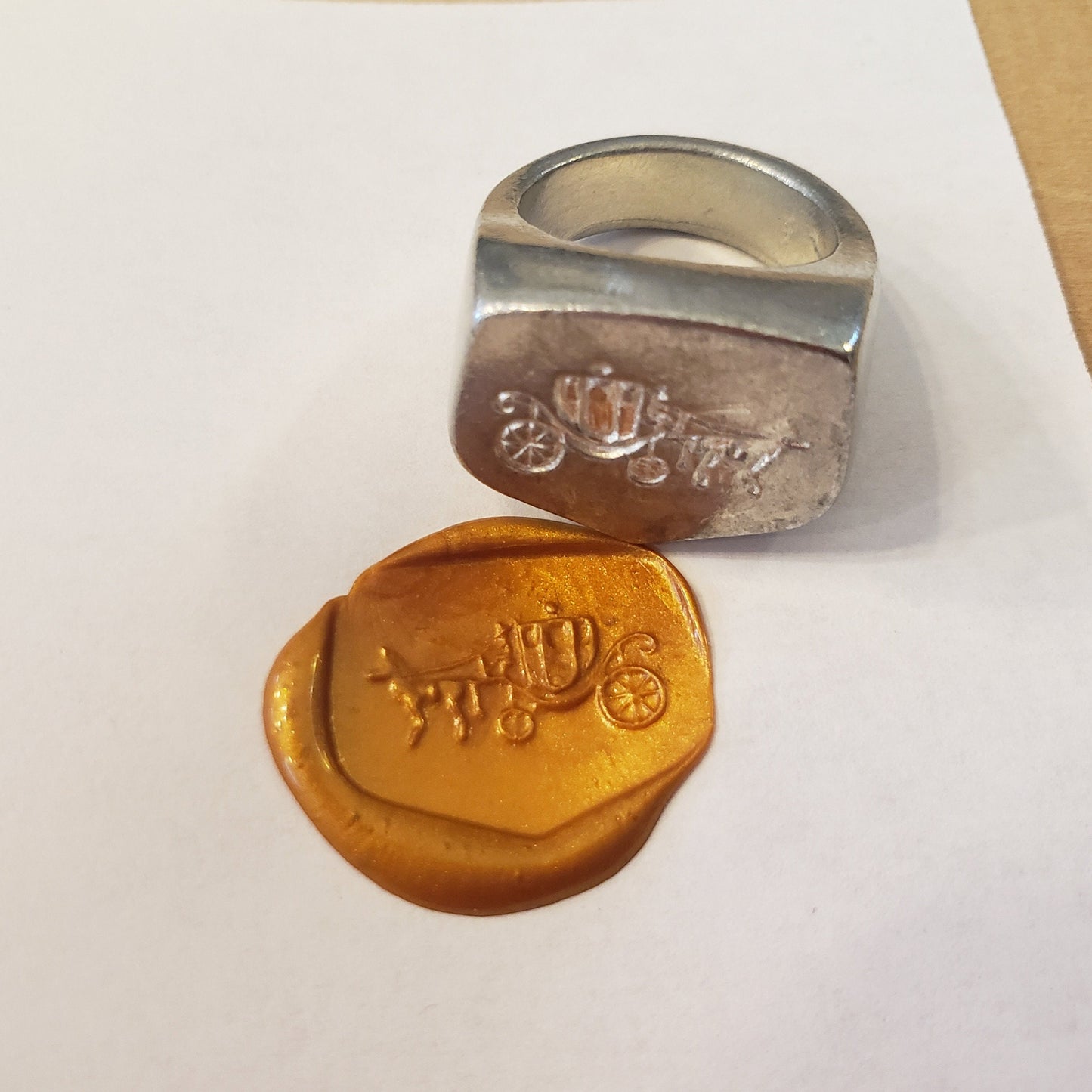 Carriage wax seal signet ring