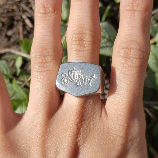 Carriage wax seal signet ring