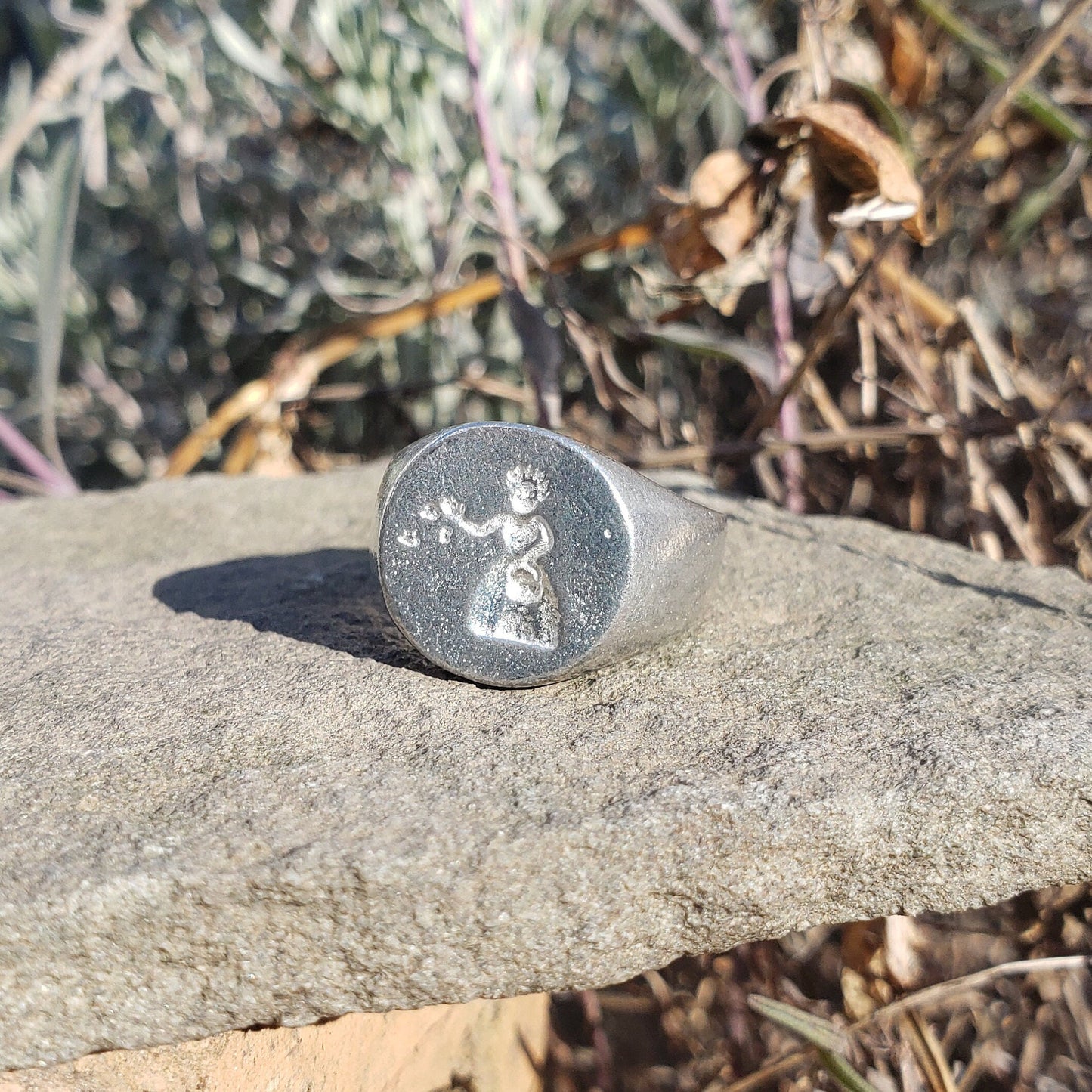 Flower girl wax seal signet ring