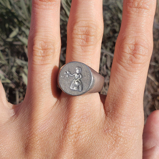 Flower girl wax seal signet ring