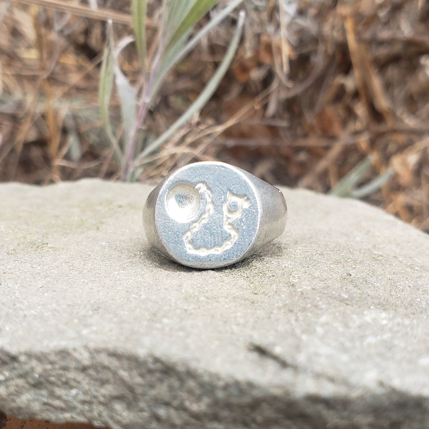 Ball and chain wax seal signet ring